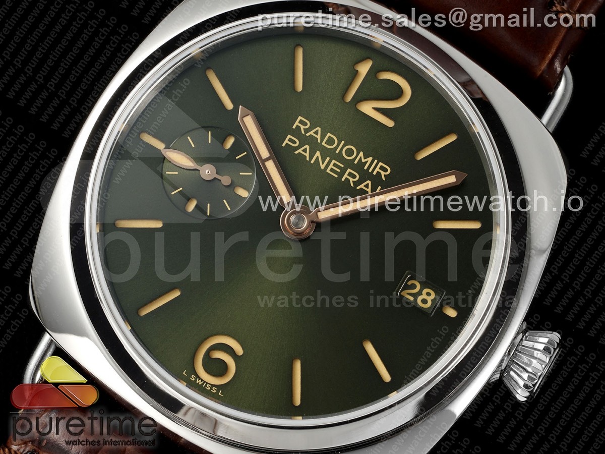 PAM1386 Radiomir Quaranta TTF Green Dial on Brown Leather Strap A7750