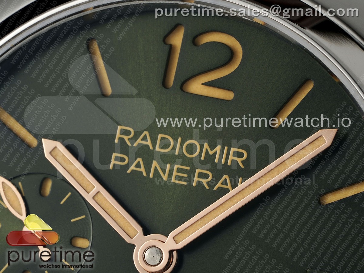 PAM1386 Radiomir Quaranta TTF Green Dial on Brown Leather Strap A7750
