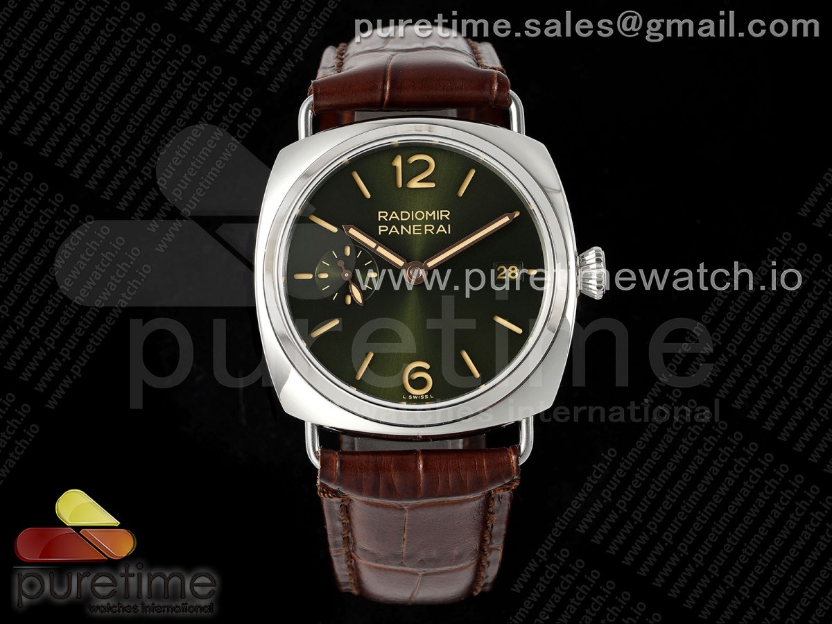 PAM1386 Radiomir Quaranta TTF Green Dial on Brown Leather Strap A7750