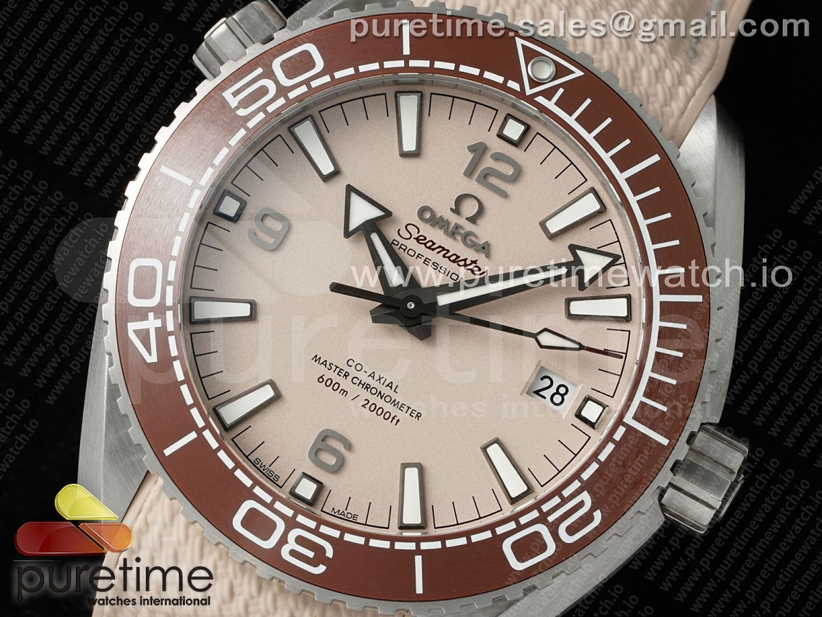 Planet Ocean 43.5mm SS VSF Brown Bezel Sand Dial on Sand Rubber Strap A8900
