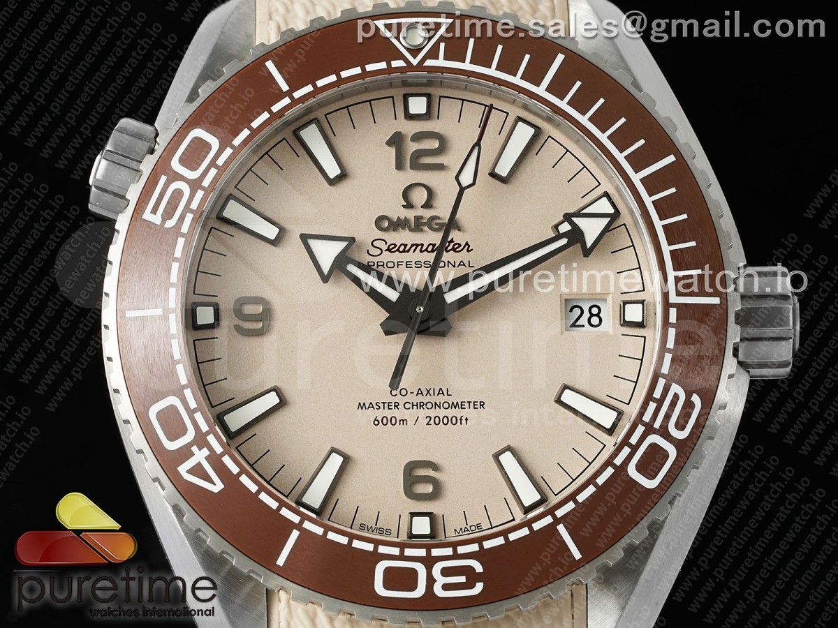 Planet Ocean 43.5mm SS VSF Brown Bezel Sand Dial on Sand Rubber Strap A8900