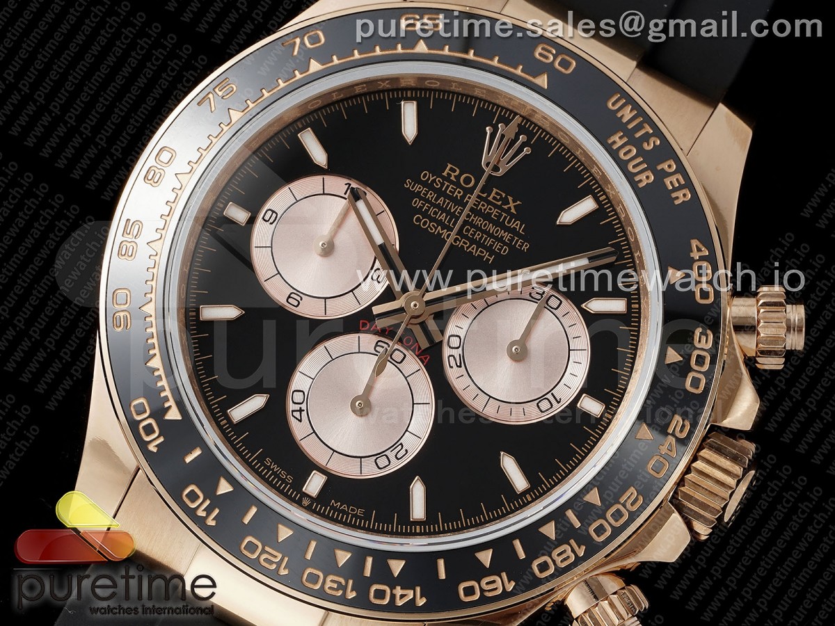 Daytona 126515 QF Black/RG Dial on Oysterflex Strap SH4131 V6 (Weighted)