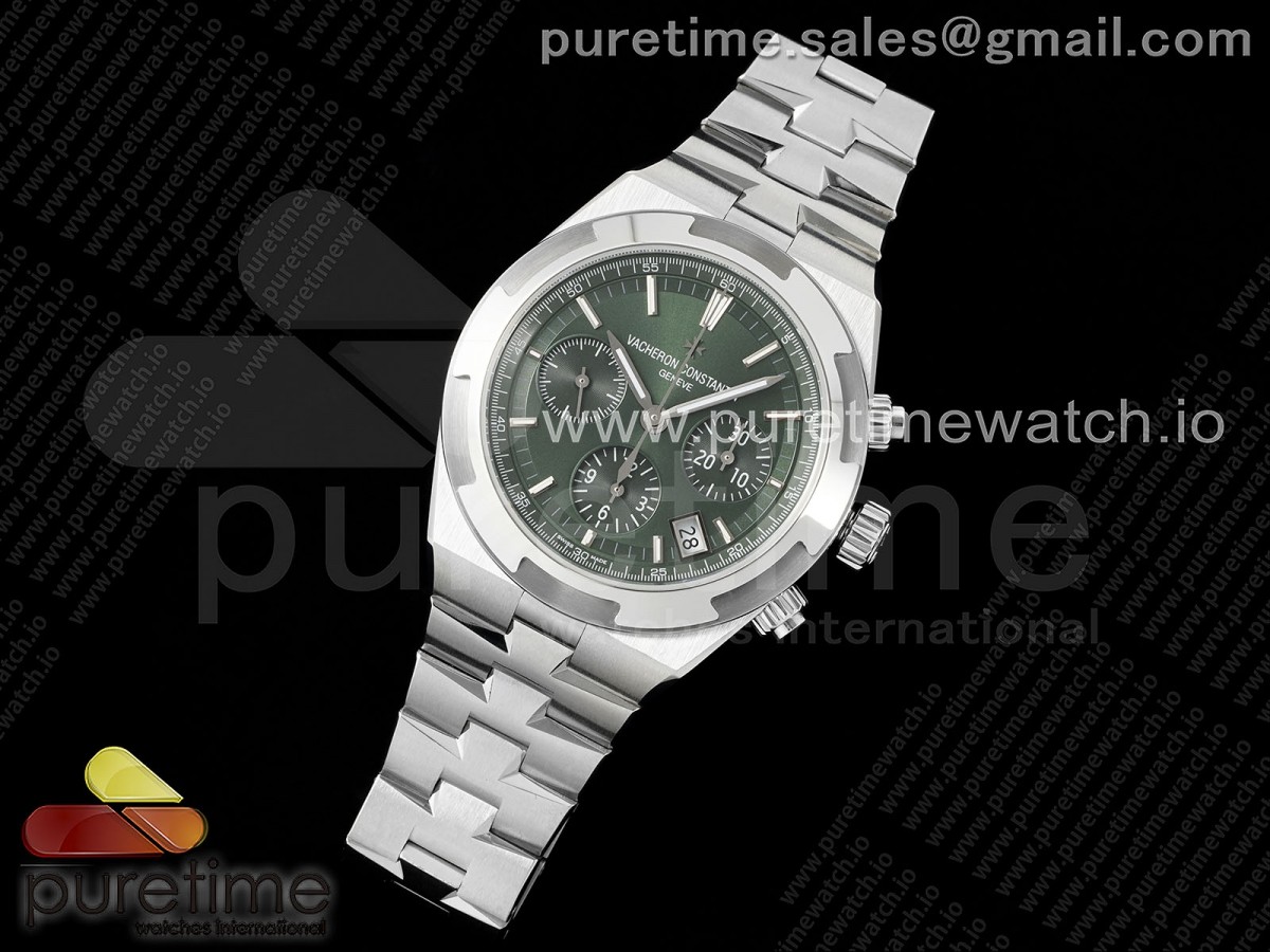 Overseas 5500V Chrono SS 8F Green Dial on SS Bracelet A5200