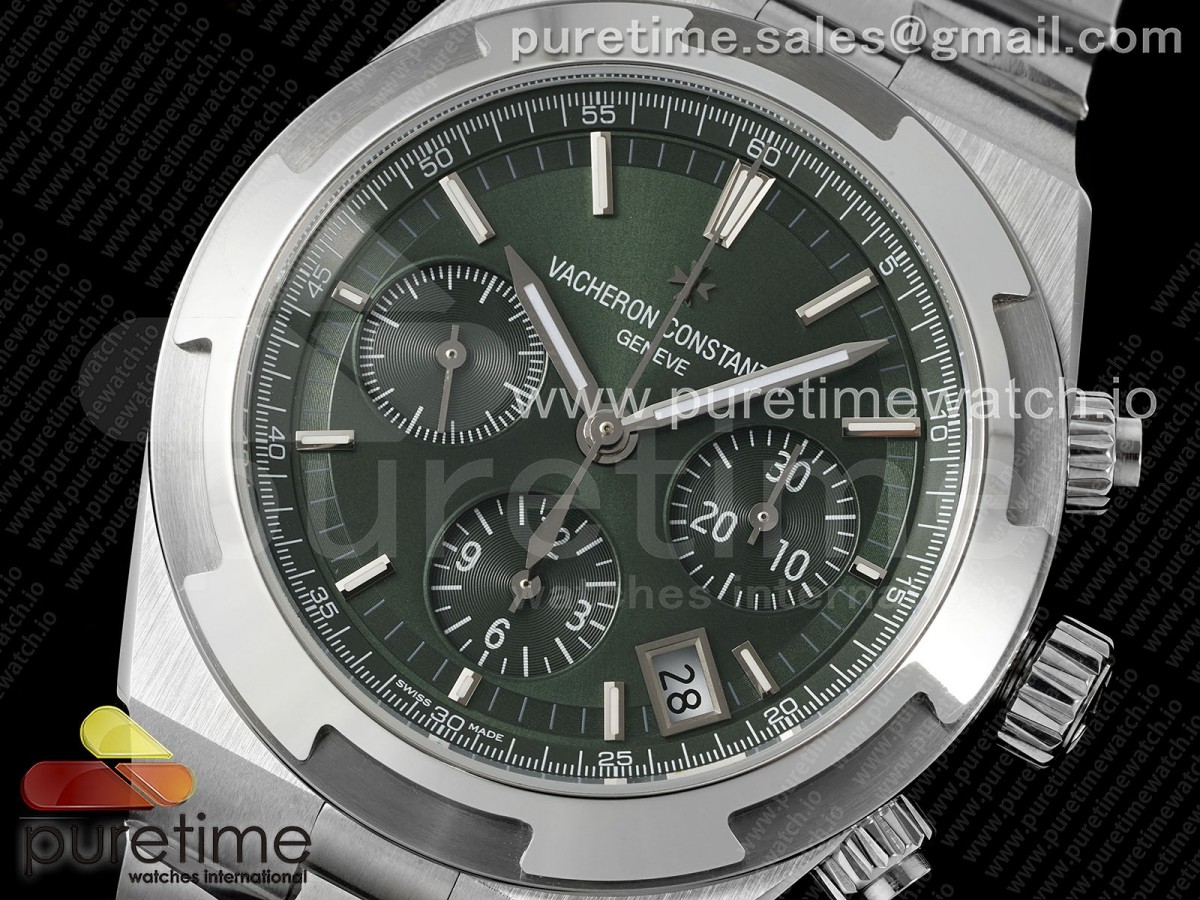 Overseas 5500V Chrono SS 8F Green Dial on SS Bracelet A5200