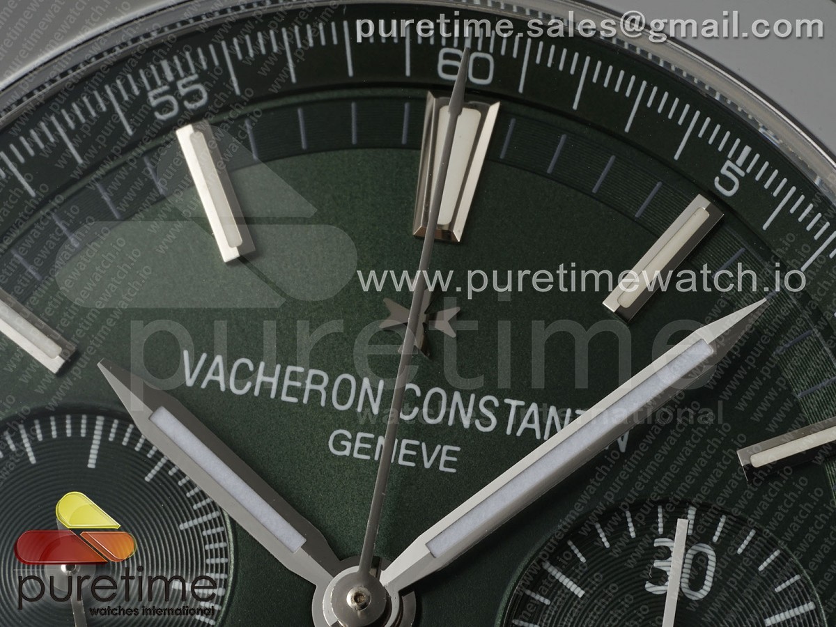 Overseas 5500V Chrono SS 8F Green Dial on SS Bracelet A5200