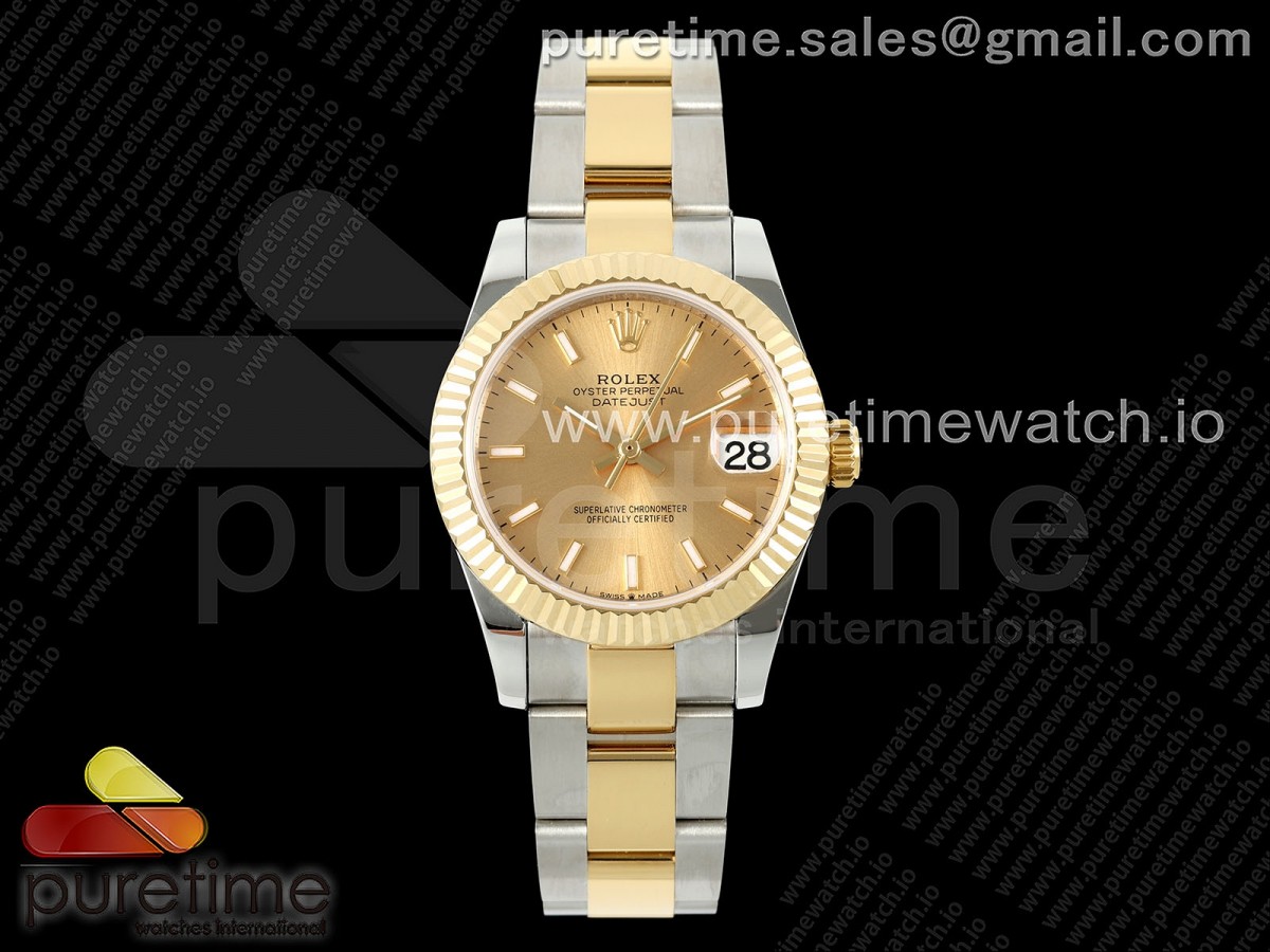 DateJust 31 278273 SS/YG GMF 904L Steel YG Stick Dial on Oyster Bracelet A2824
