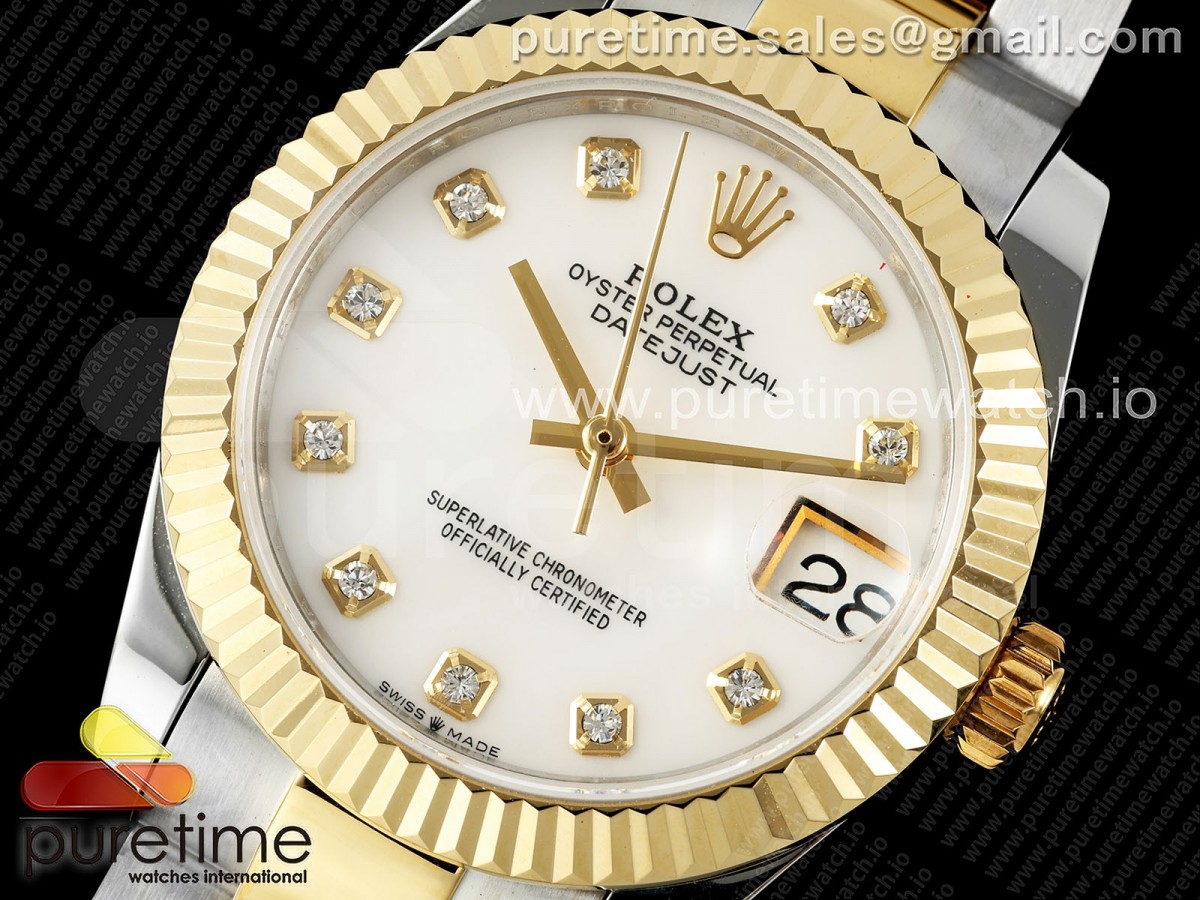 DateJust 31 278273 SS/YG GMF 904L Steel White MOP Diamonds Dial on Oyster Bracelet A2824