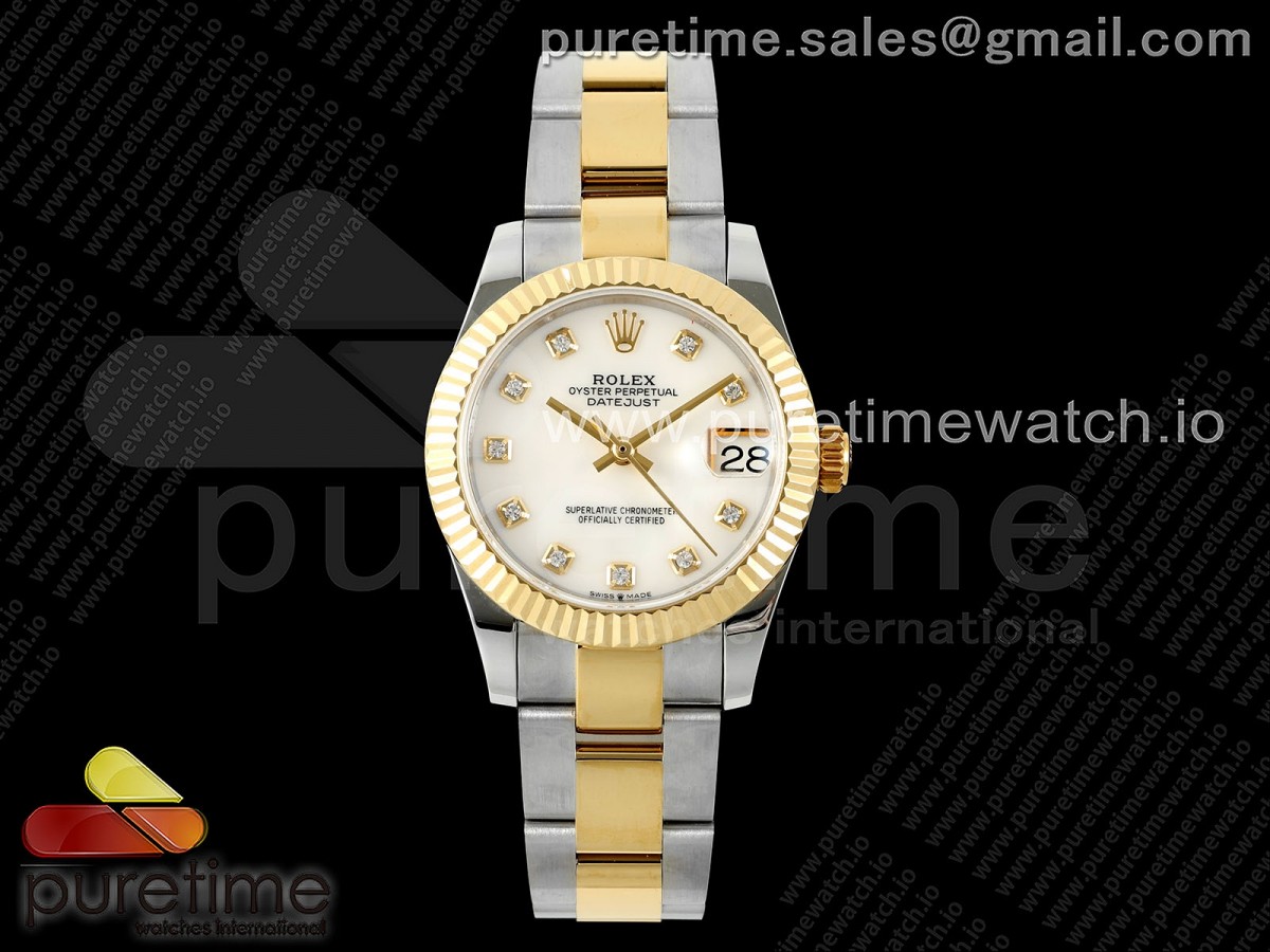 DateJust 31 278273 SS/YG GMF 904L Steel White MOP Diamonds Dial on Oyster Bracelet A2824