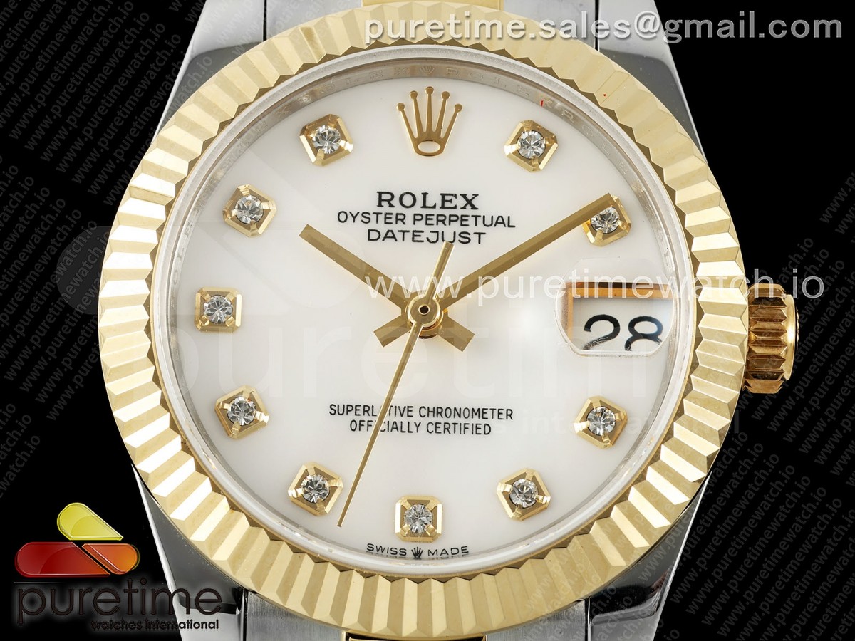 DateJust 31 278273 SS/YG GMF 904L Steel White MOP Diamonds Dial on Oyster Bracelet A2824