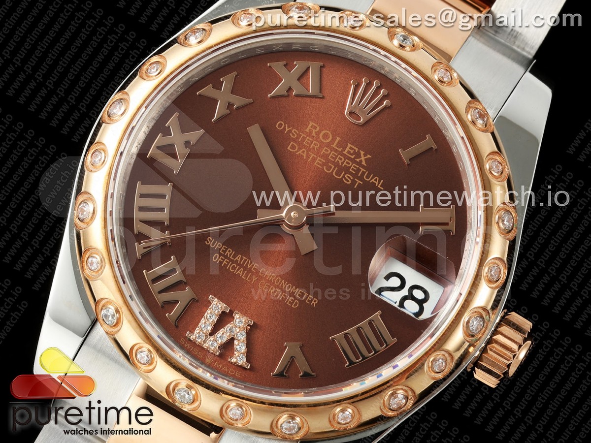 DateJust 31 278341rbr SS/RG GMF 904L Steel Brown Roman Dial on Oyster Bracelet A2824