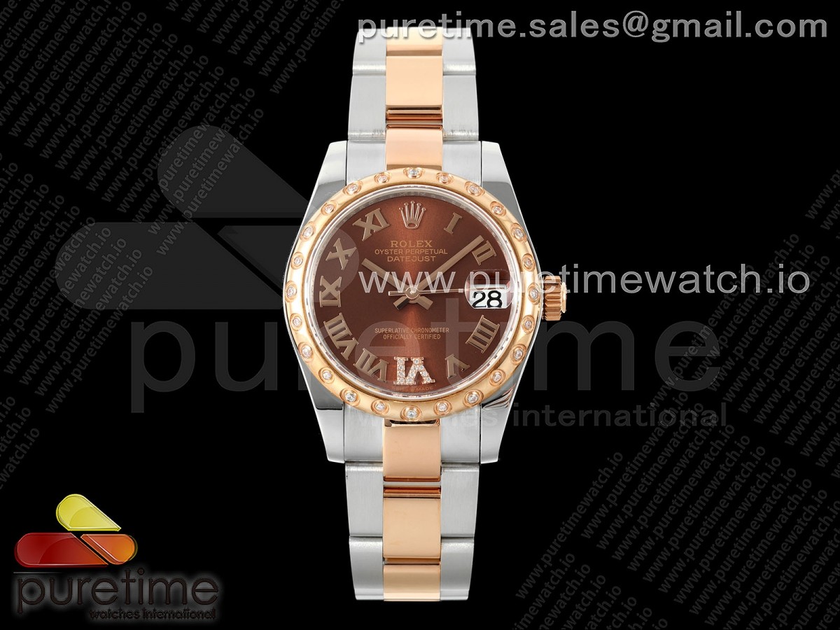 DateJust 31 278341rbr SS/RG GMF 904L Steel Brown Roman Dial on Oyster Bracelet A2824