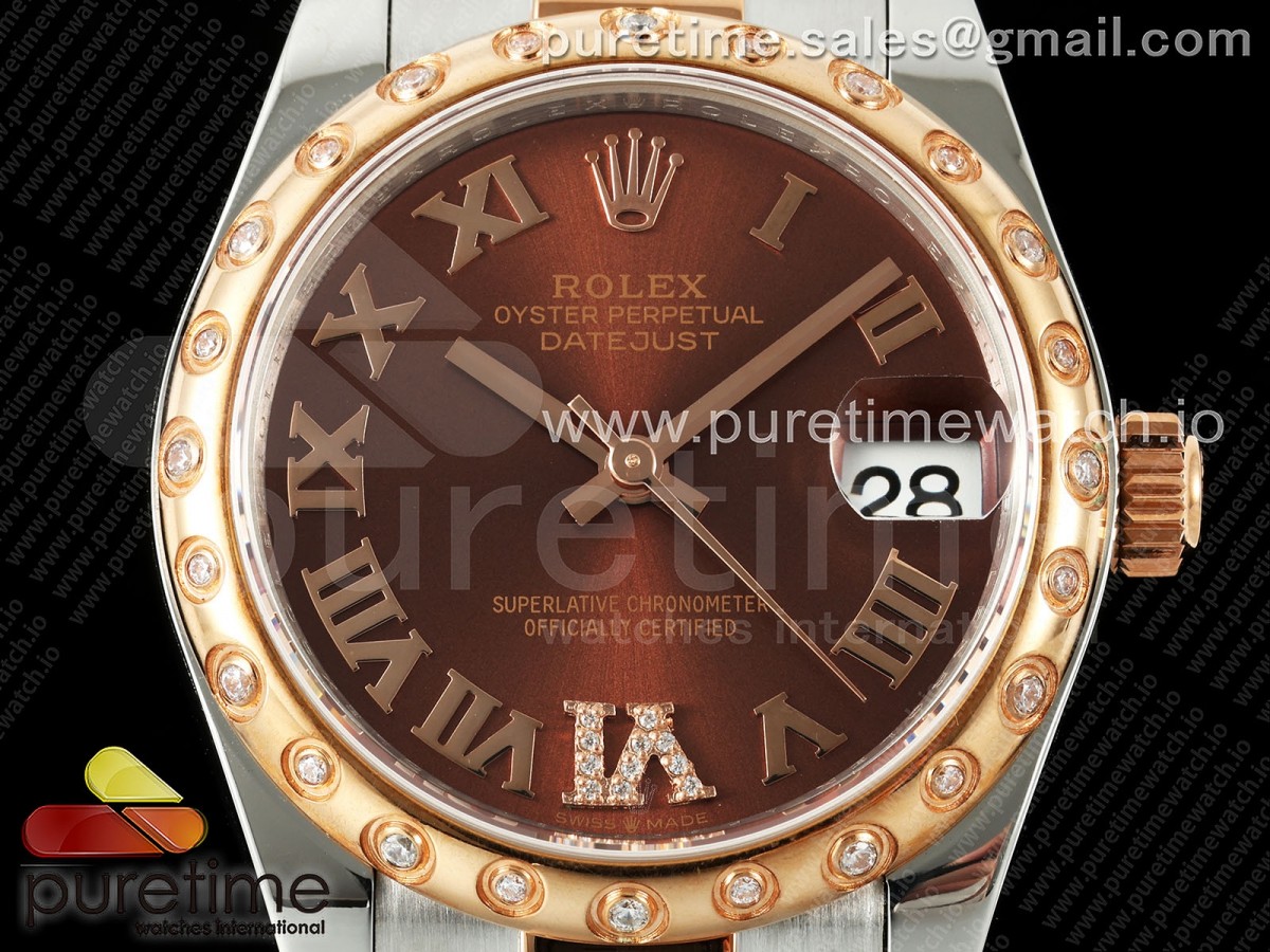 DateJust 31 278341rbr SS/RG GMF 904L Steel Brown Roman Dial on Oyster Bracelet A2824