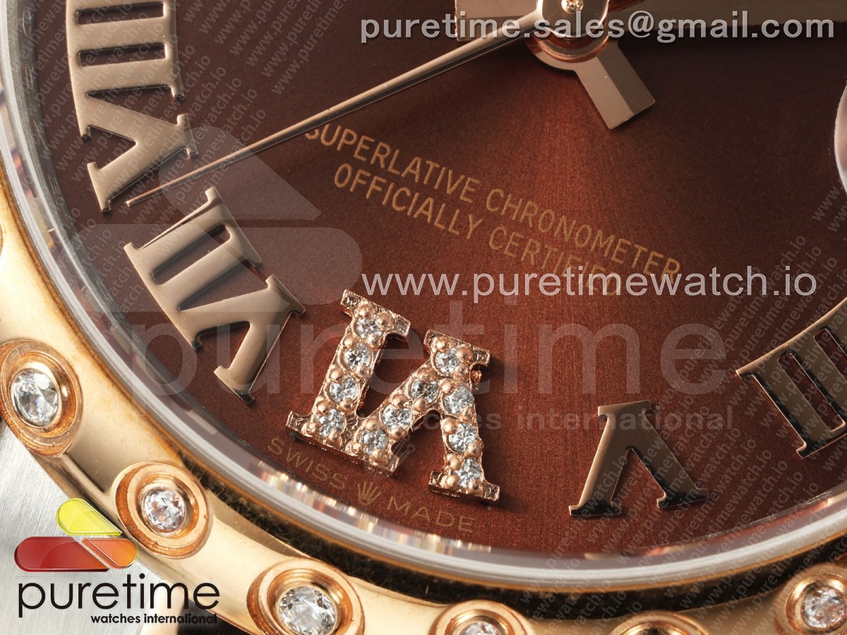 DateJust 31 278341rbr SS/RG GMF 904L Steel Brown Roman Dial on Oyster Bracelet A2824