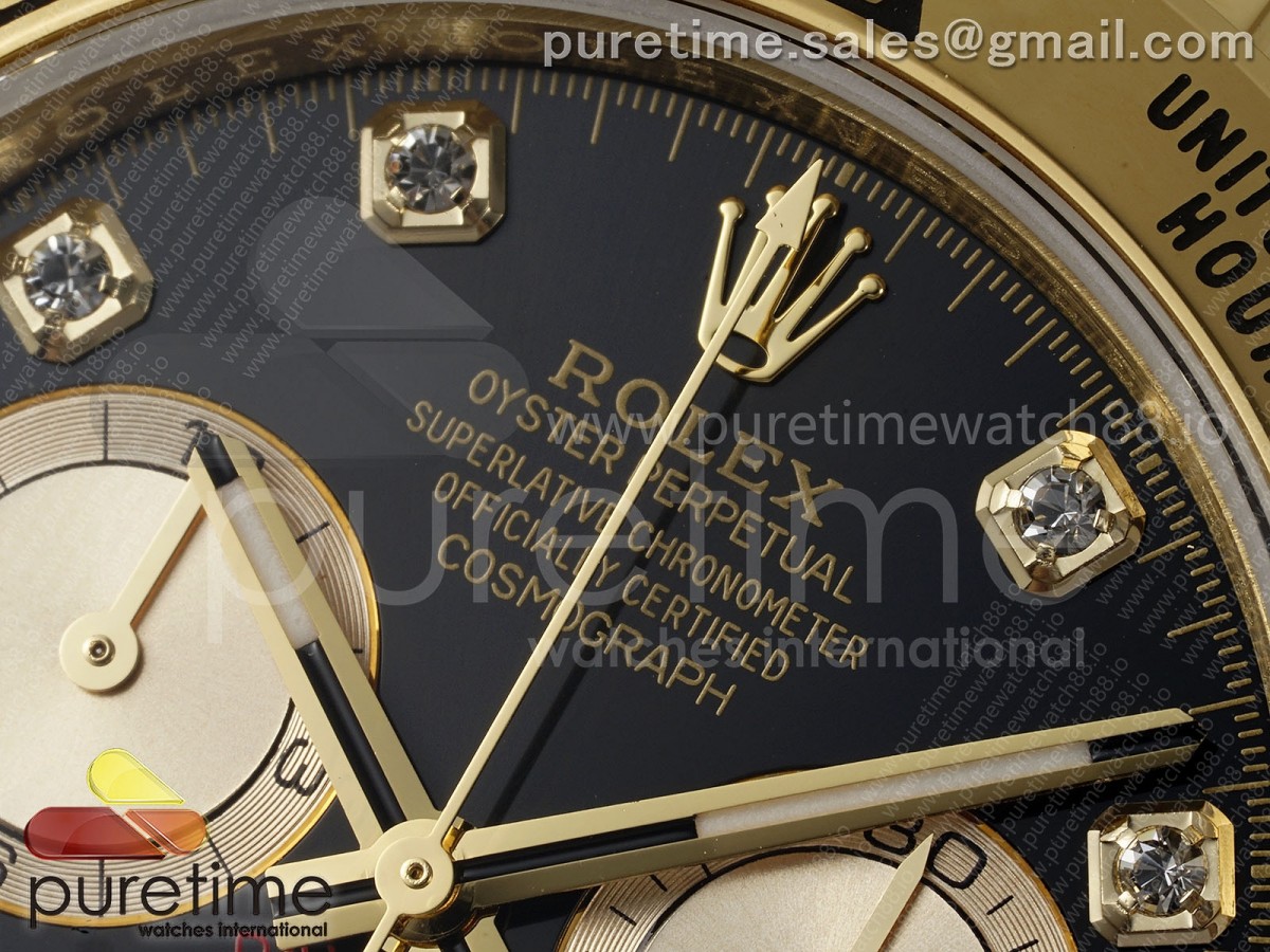 Daytona 126508 QF Black/YG Diamonds Dial on YG Braclet SH4131 V6 (Gain Weight)