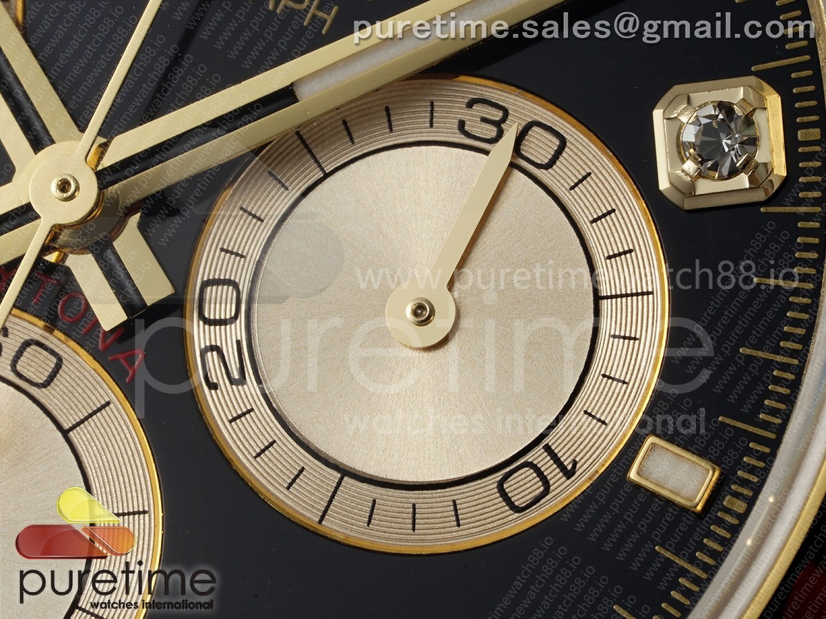 Daytona 126508 QF Black/YG Diamonds Dial on YG Braclet SH4131 V6 (Gain Weight)