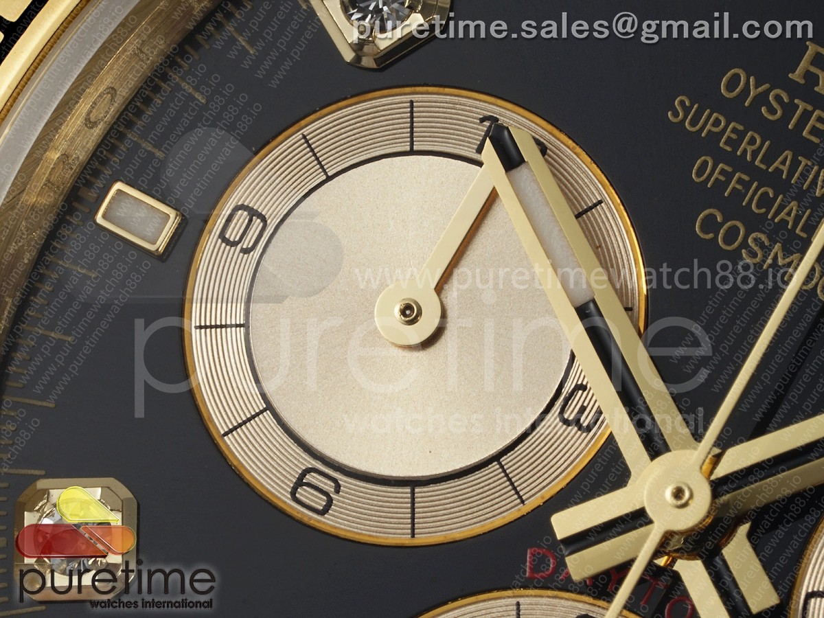 Daytona 126508 QF Black/YG Diamonds Dial on YG Braclet SH4131 V6 (Gain Weight)