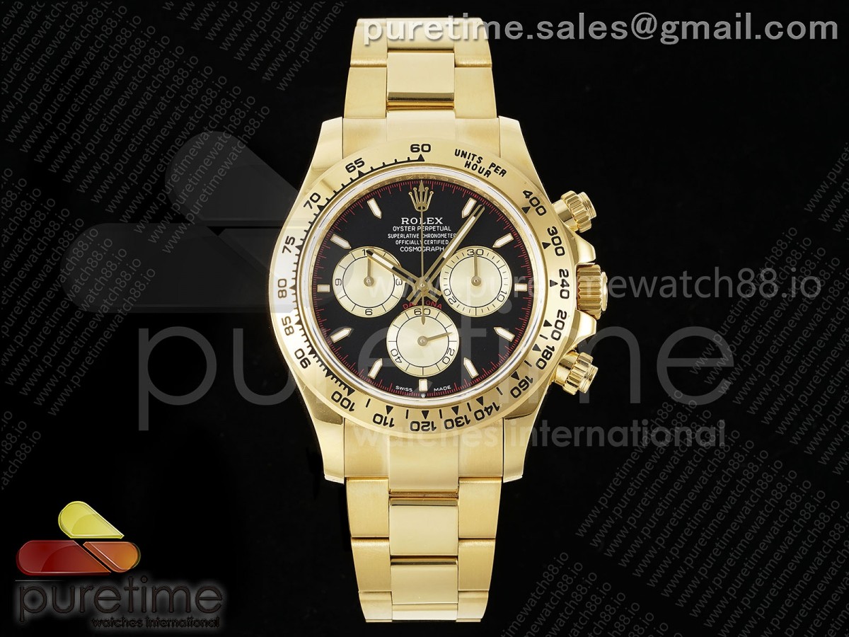 Daytona 126508 QF Black/YG Dial on YG Braclet SH4131 V6 (Gain Weight)