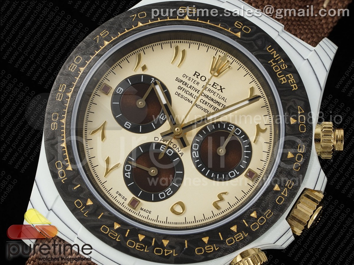 Daytona DIW White Carbon DIWF Cream/Brown Dial on Brown Nylon Strap SH4130