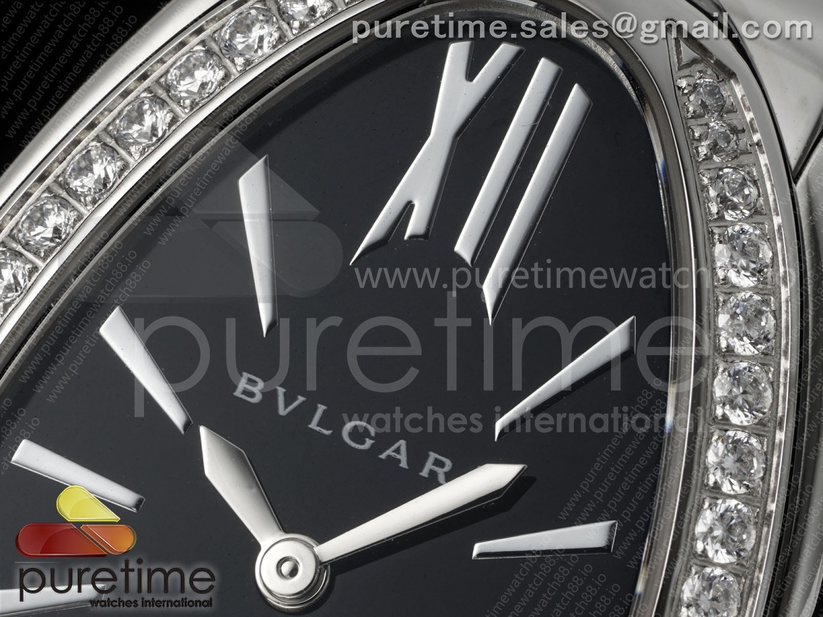 Serpenti Seduttori SS BVF Black Dial Diamonds Bezel on SS Bracelet ETA Quartz