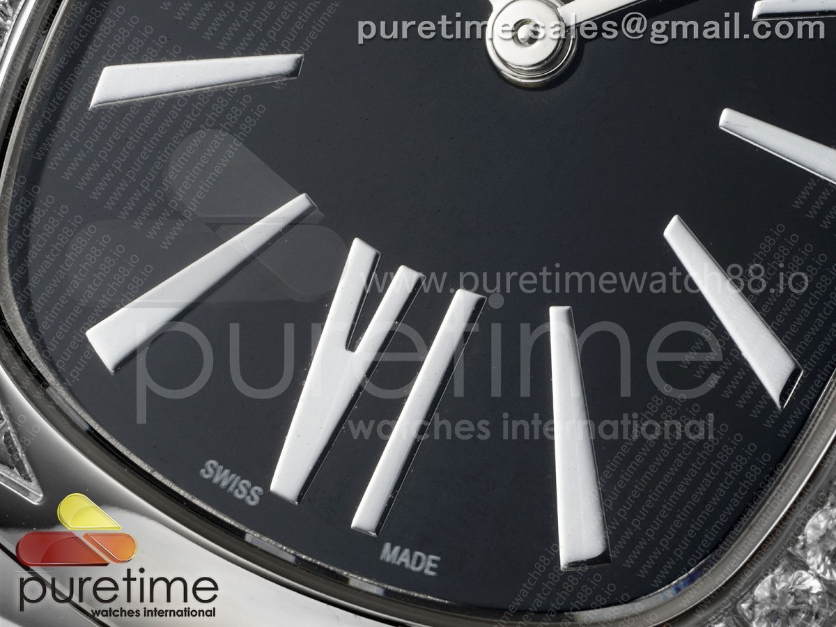 Serpenti Seduttori SS BVF Black Dial Diamonds Bezel on SS Bracelet ETA Quartz