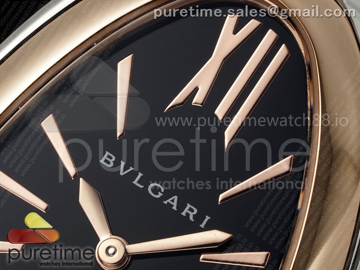Serpenti Seduttori SS BVF Black Dial RG Bezel on SS Bracelet ETA Quartz