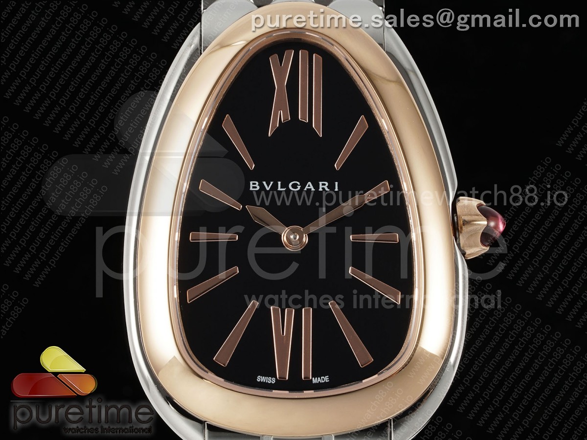 Serpenti Seduttori SS BVF Black Dial RG Bezel on SS Bracelet ETA Quartz