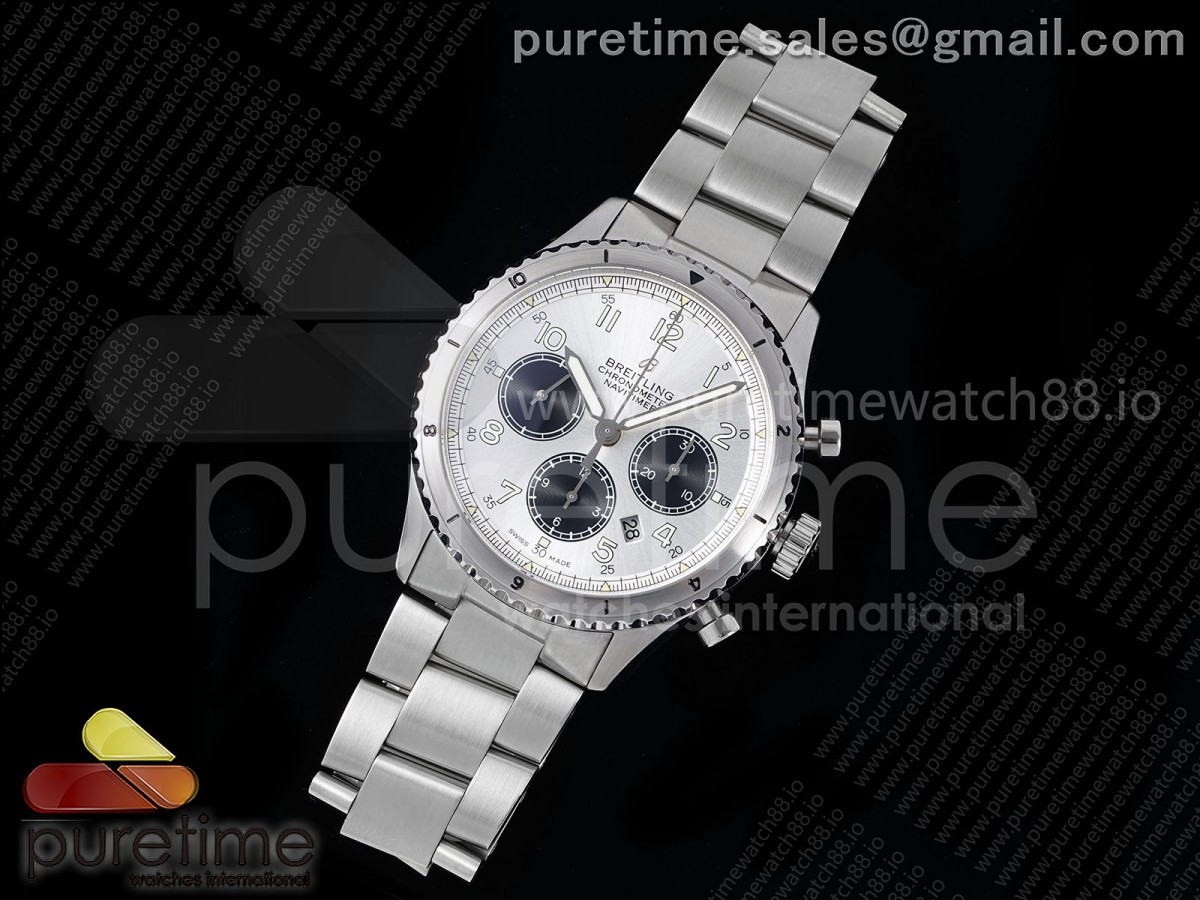 Navitimer 8 Chrono SS EF White Dial on SS Bracelet A7750