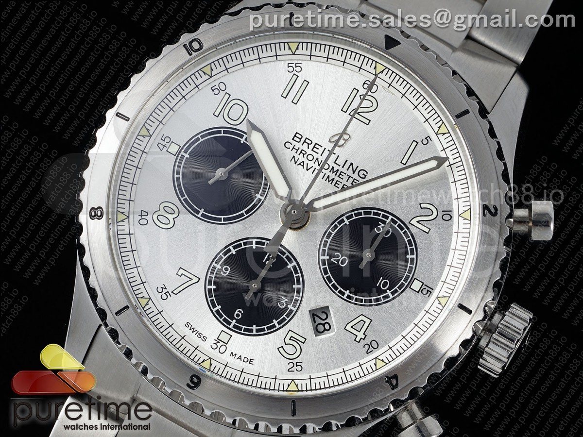 Navitimer 8 Chrono SS EF White Dial on SS Bracelet A7750