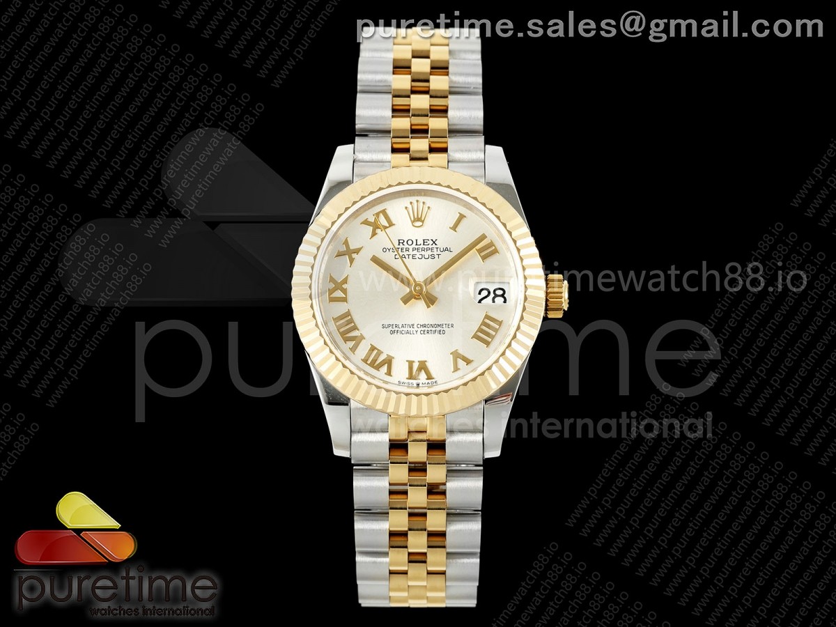 DateJust 31 278273 SS/YG GMF 904L Steel Silver Roman Dial on Jubilee Bracelet A2824