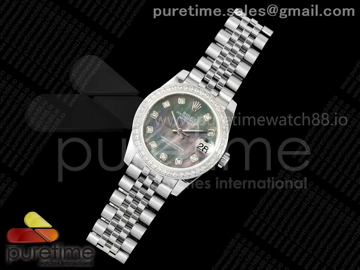 DateJust 31 278384rbr SS GMF 904L Steel Gray MOP Diamonds Dial on Jubilee Bracelet A2824