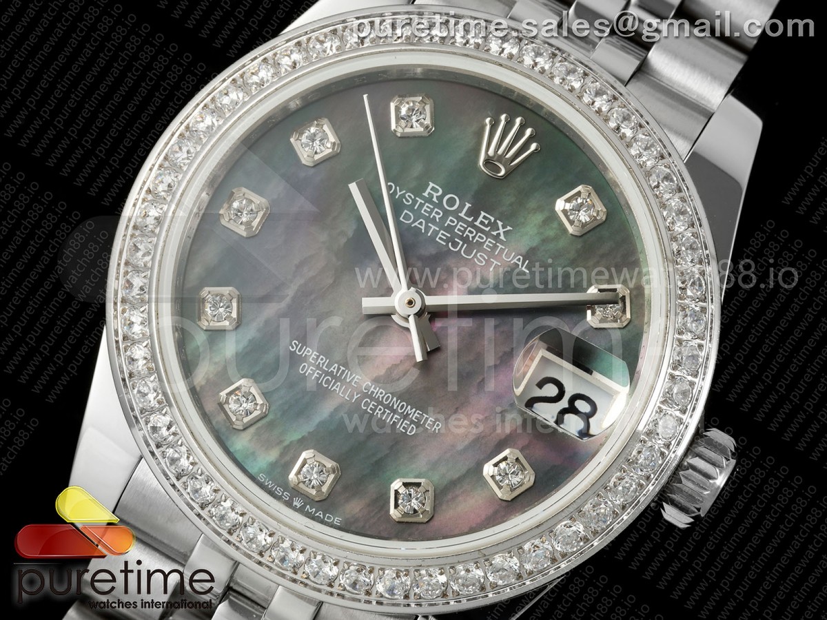 DateJust 31 278384rbr SS GMF 904L Steel Gray MOP Diamonds Dial on Jubilee Bracelet A2824