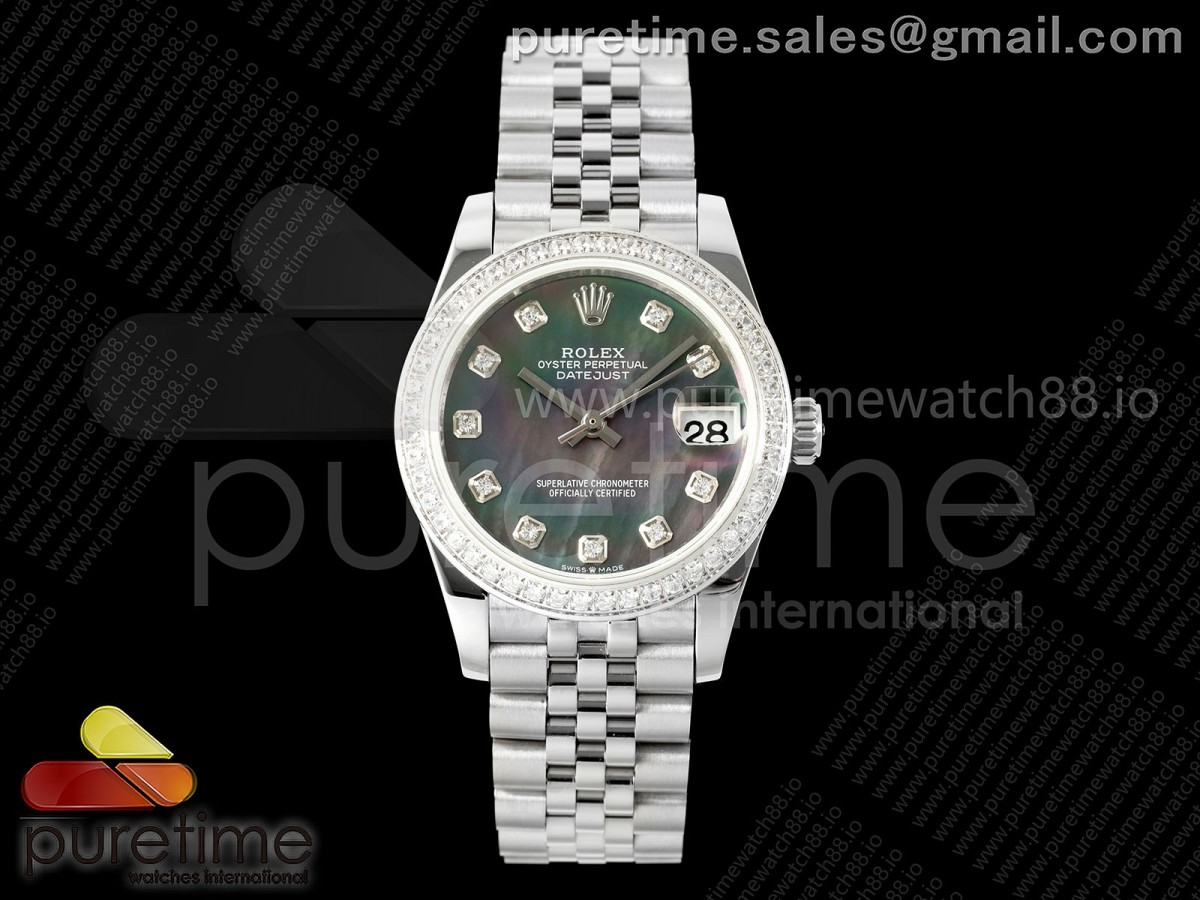 DateJust 31 278384rbr SS GMF 904L Steel Gray MOP Diamonds Dial on Jubilee Bracelet A2824