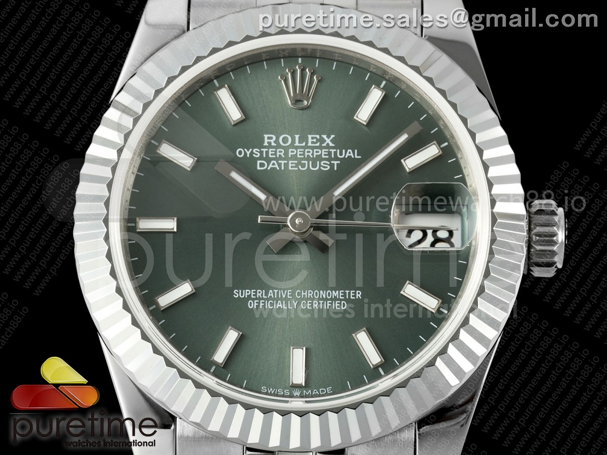DateJust 31 278274 SS GMF 904L Steel Green Stick Dial on Jubilee Bracelet A2824