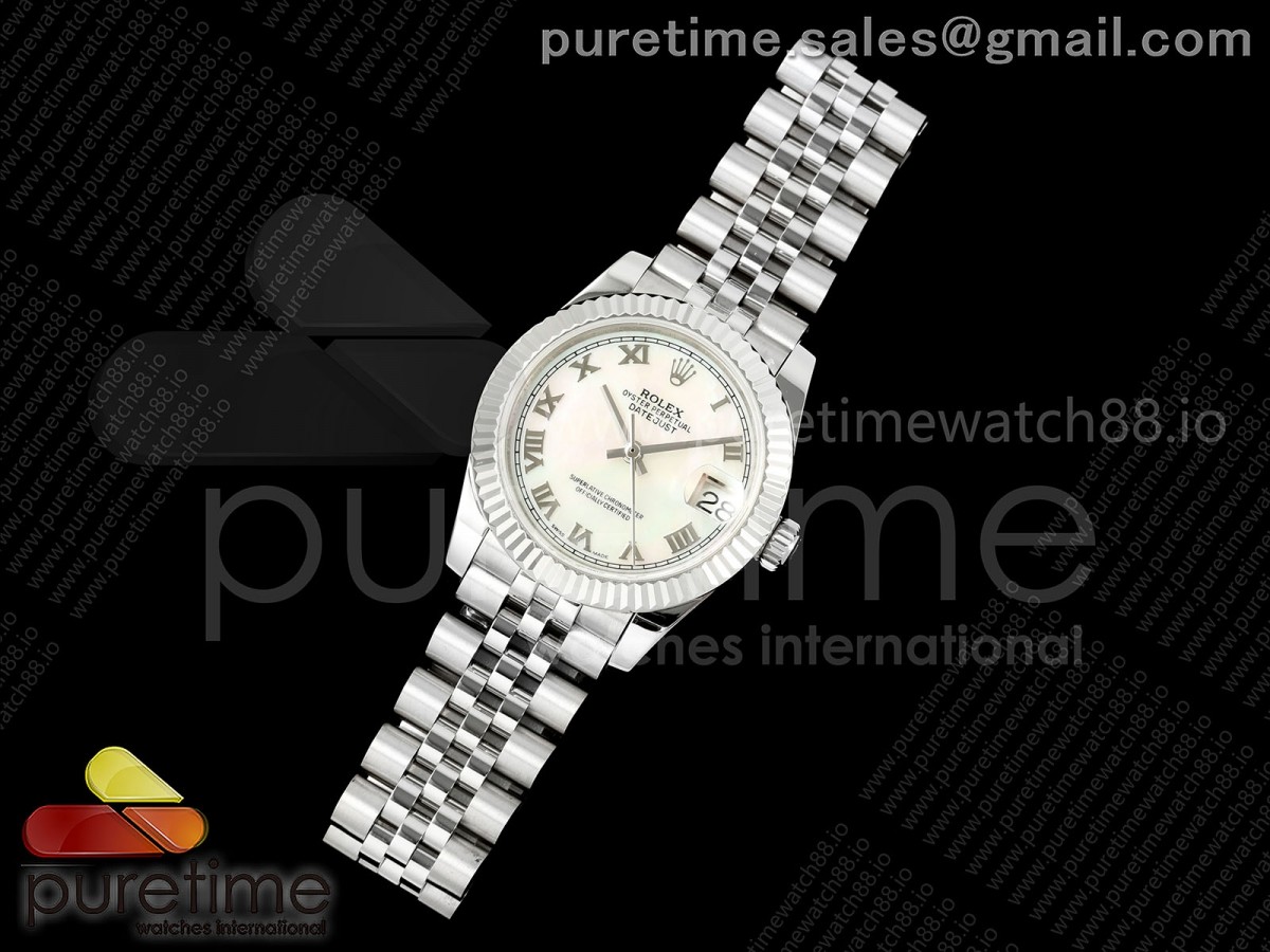 DateJust 31 278274 SS GMF 904L Steel White MOP Roman Dial on Jubilee Bracelet A2824