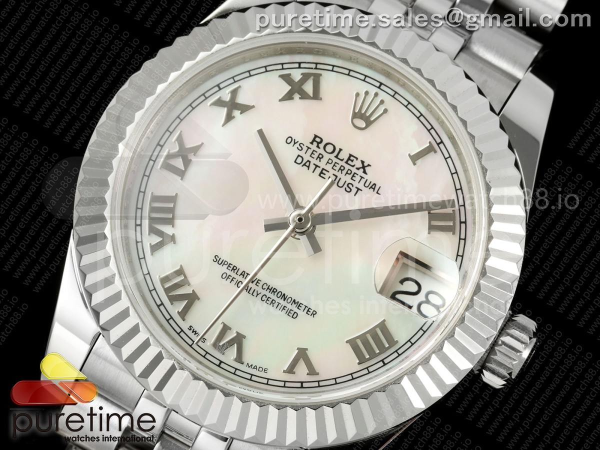 DateJust 31 278274 SS GMF 904L Steel White MOP Roman Dial on Jubilee Bracelet A2824
