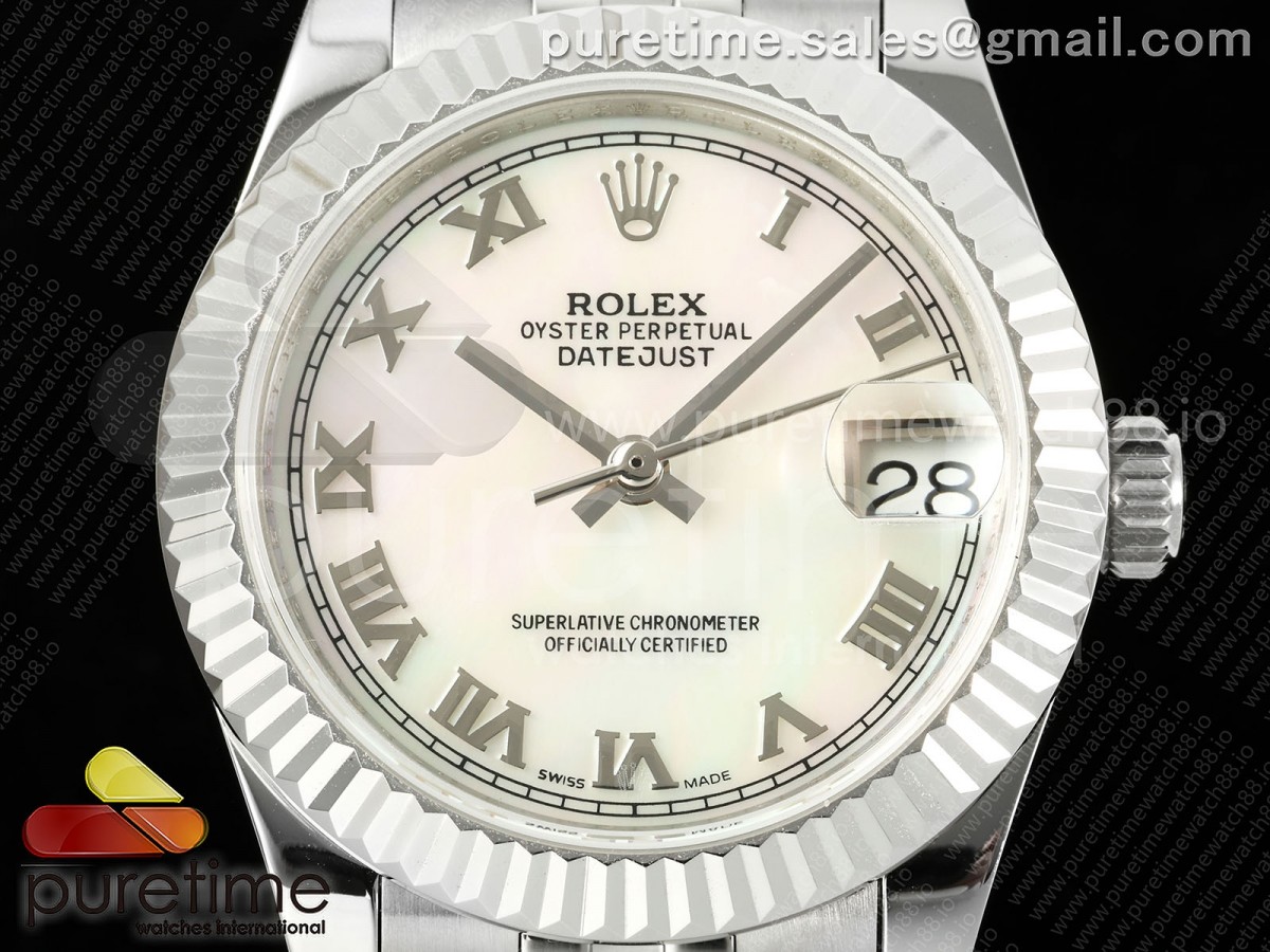 DateJust 31 278274 SS GMF 904L Steel White MOP Roman Dial on Jubilee Bracelet A2824