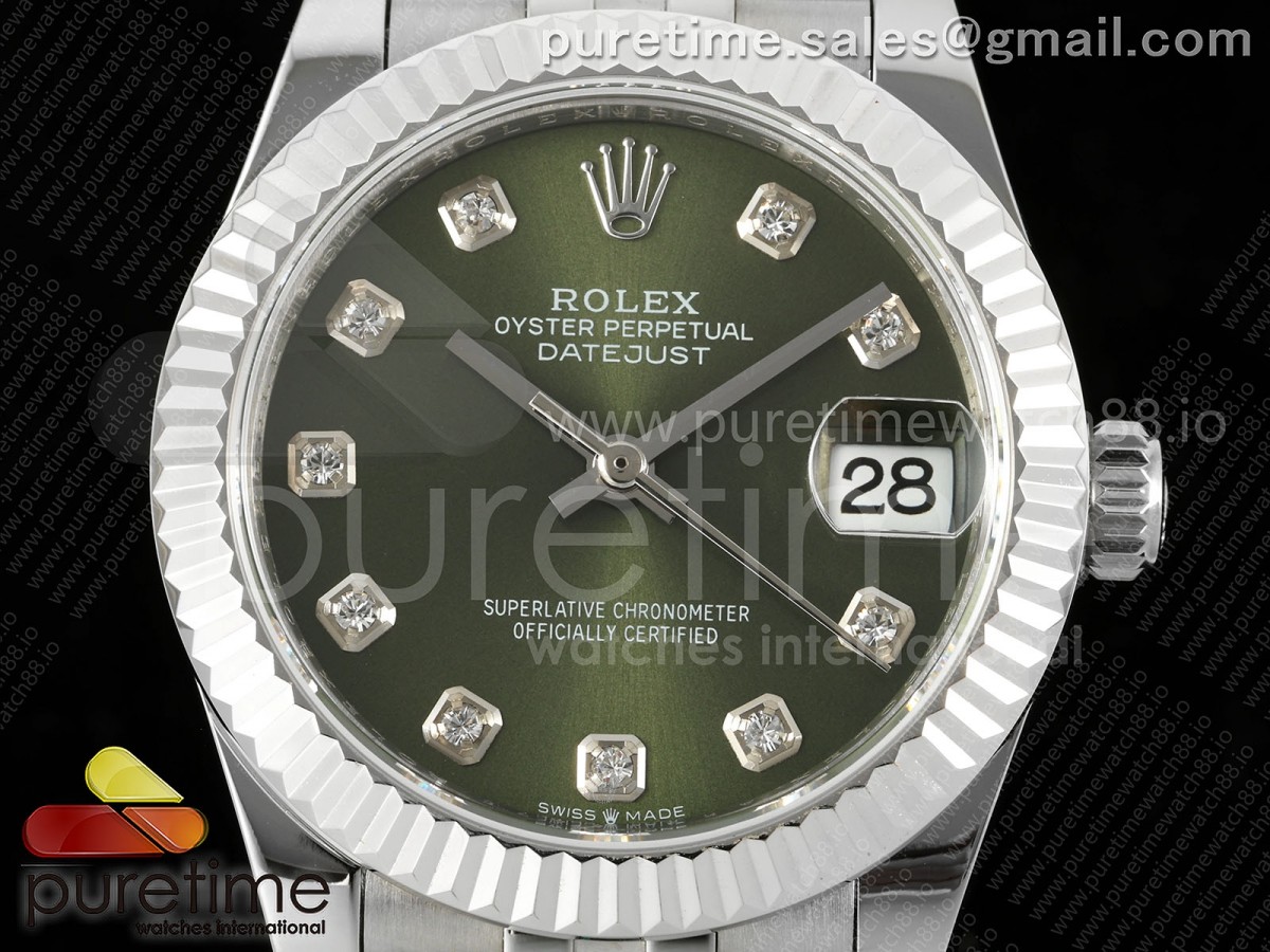 DateJust 31 278274 SS GMF 904L Steel Green Diamonds Dial on Jubilee Bracelet A2824