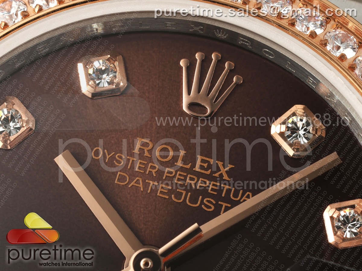 DateJust 31 278381rbr SS/RG GMF 904L Steel Brown Diamonds Dial on Jubilee Bracelet A2824