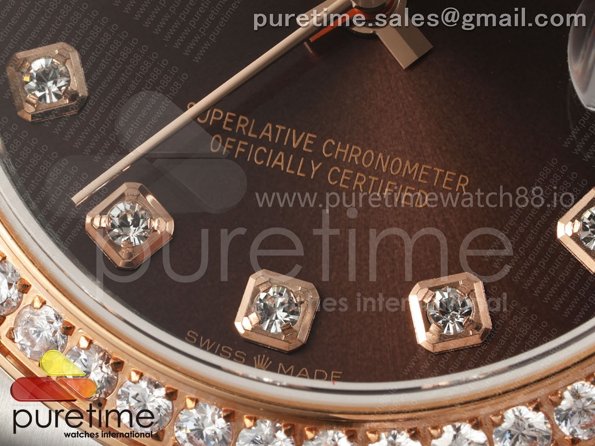 DateJust 31 278381rbr SS/RG GMF 904L Steel Brown Diamonds Dial on Jubilee Bracelet A2824
