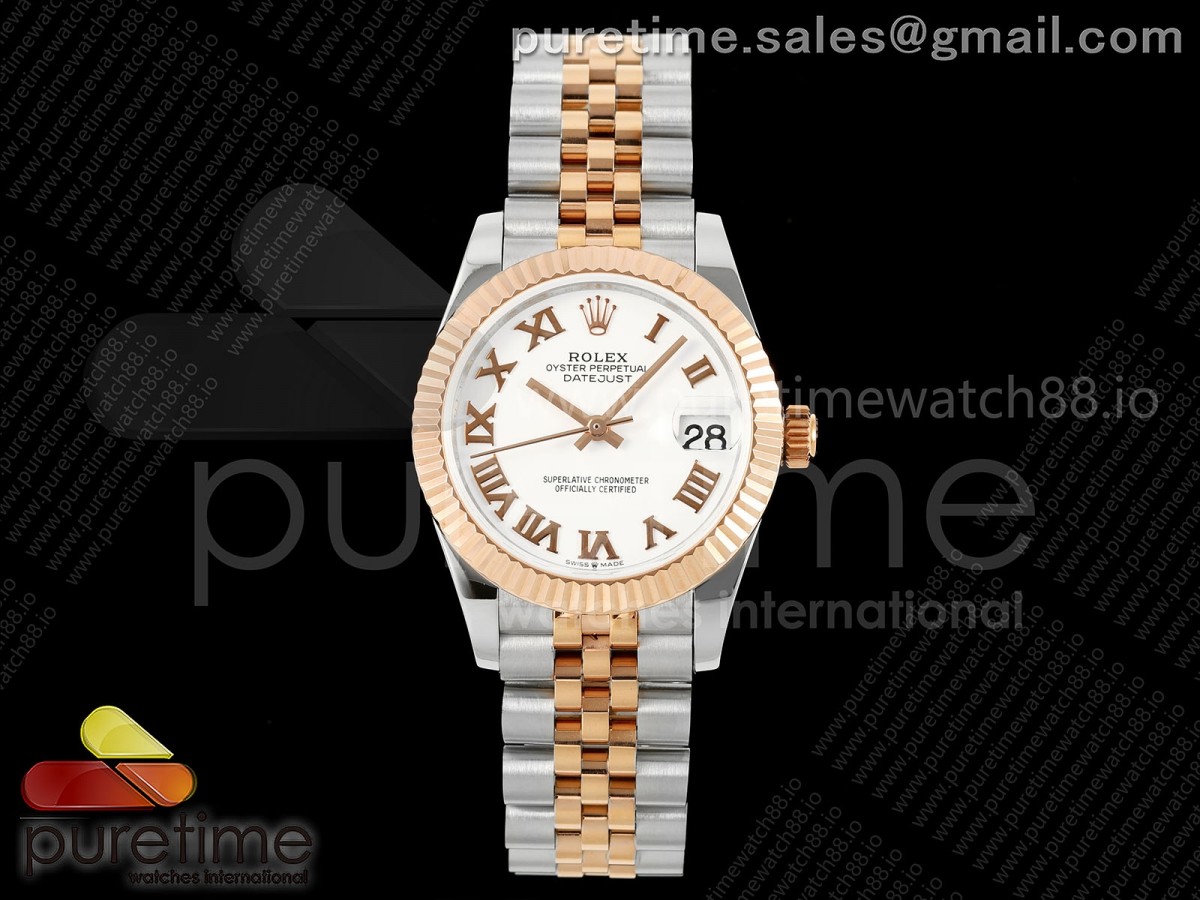 DateJust 31 278271 SS/RG GMF 904L Steel White Roman Dial on Jubilee Bracelet A2824
