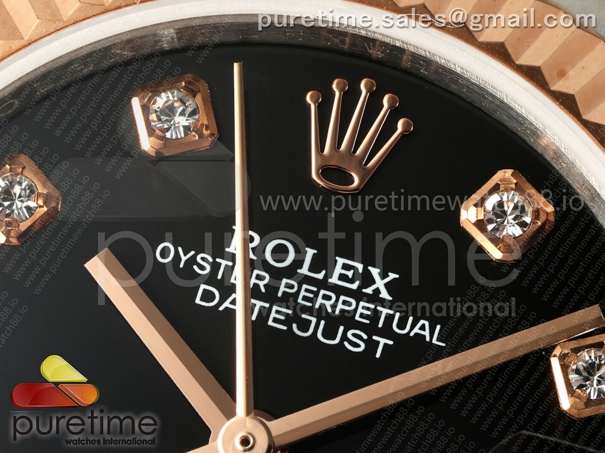 DateJust 31 278271 SS/RG GMF 904L Steel Black Diamonds Dial on Jubilee Bracelet A2824