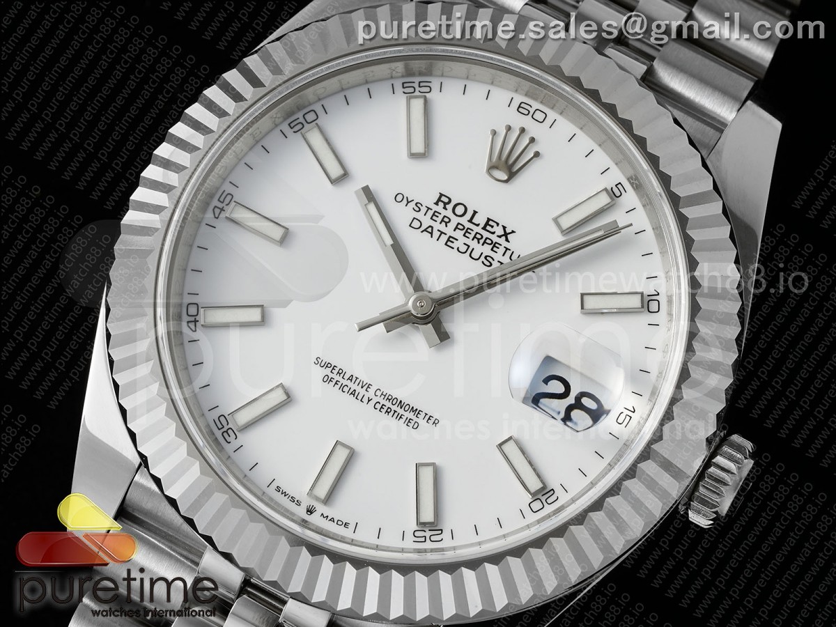 DateJust 41 126334 EWEF White Stick Dial on Jubilee Bracelet A3235