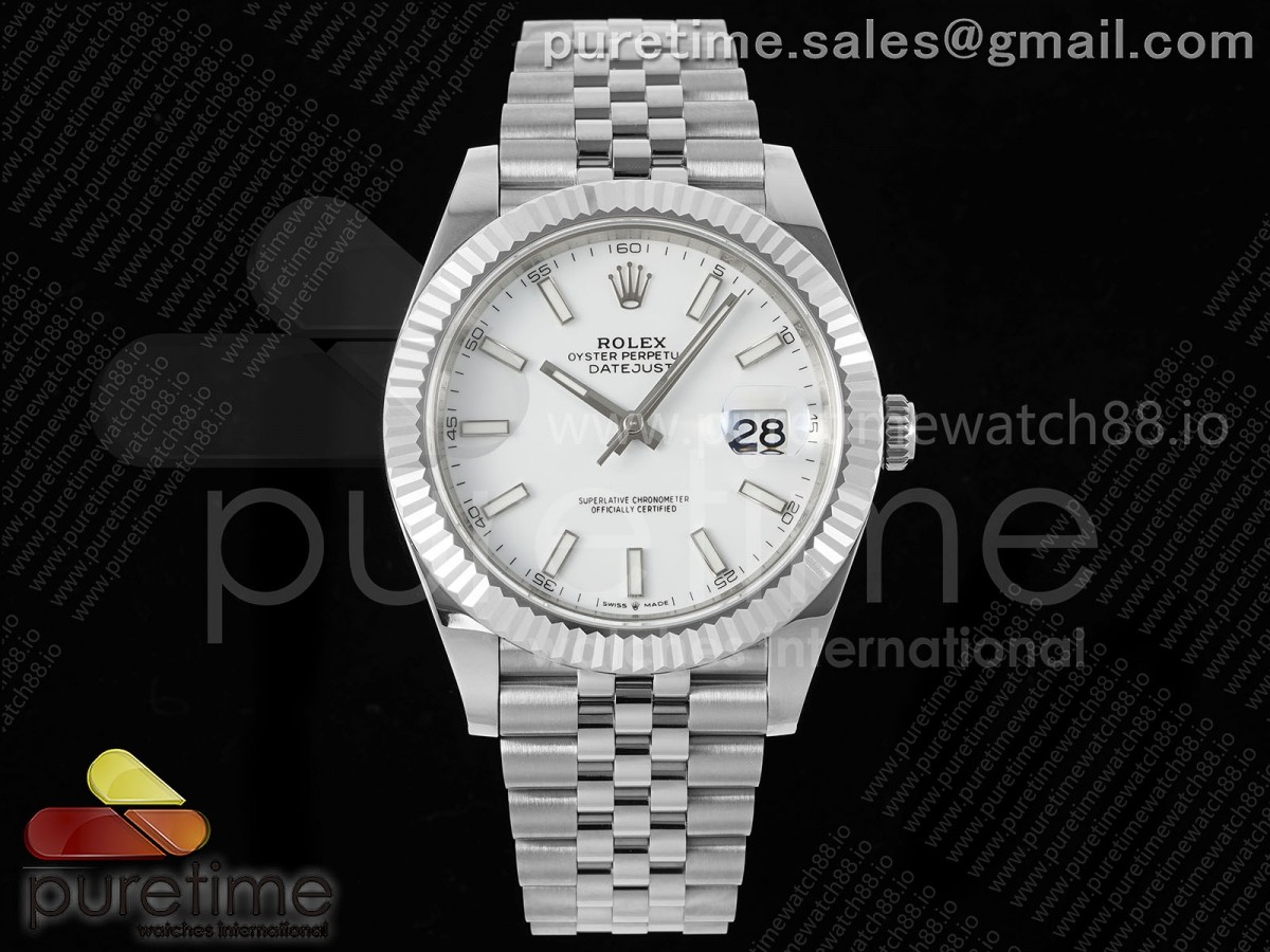 DateJust 41 126334 EWEF White Stick Dial on Jubilee Bracelet A3235
