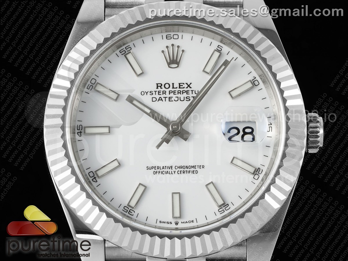 DateJust 41 126334 EWEF White Stick Dial on Jubilee Bracelet A3235