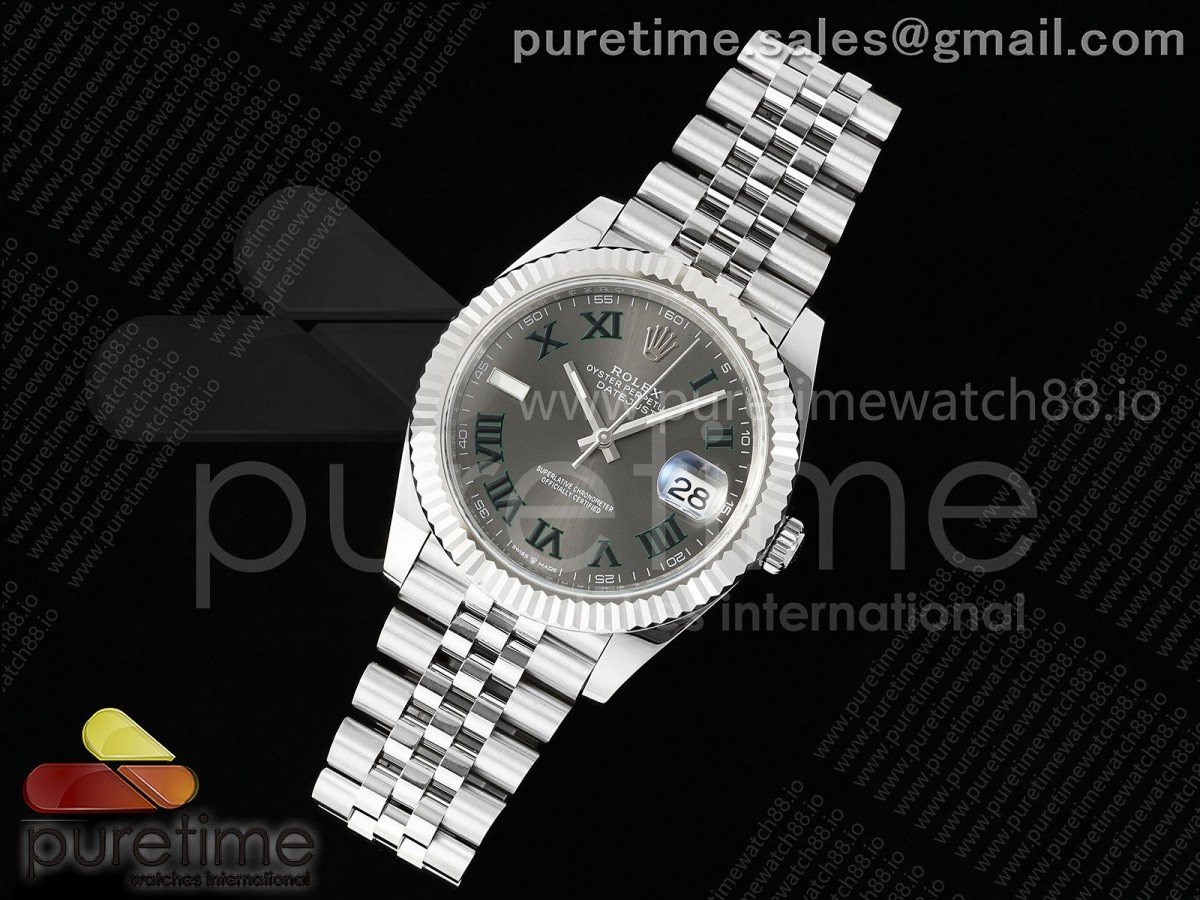 DateJust 41 126334 EWEF Gray Dial Green Roman on Jubilee Bracelet A3235