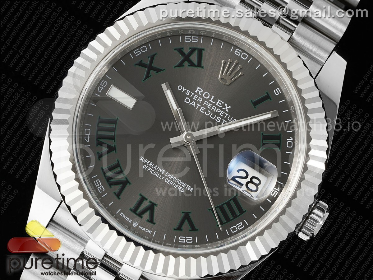 DateJust 41 126334 EWEF Gray Dial Green Roman on Jubilee Bracelet A3235