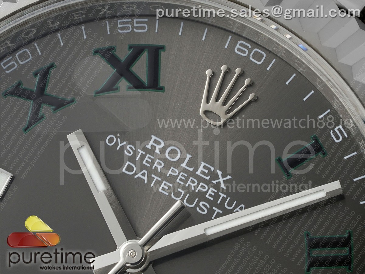 DateJust 41 126334 EWEF Gray Dial Green Roman on Jubilee Bracelet A3235