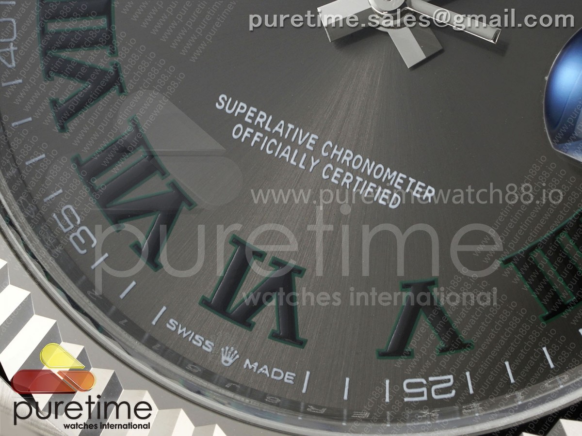 DateJust 41 126334 EWEF Gray Dial Green Roman on Jubilee Bracelet A3235