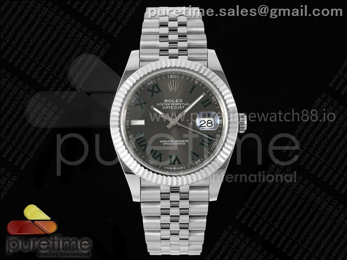 DateJust 41 126334 EWEF Gray Dial Green Roman on Jubilee Bracelet A3235