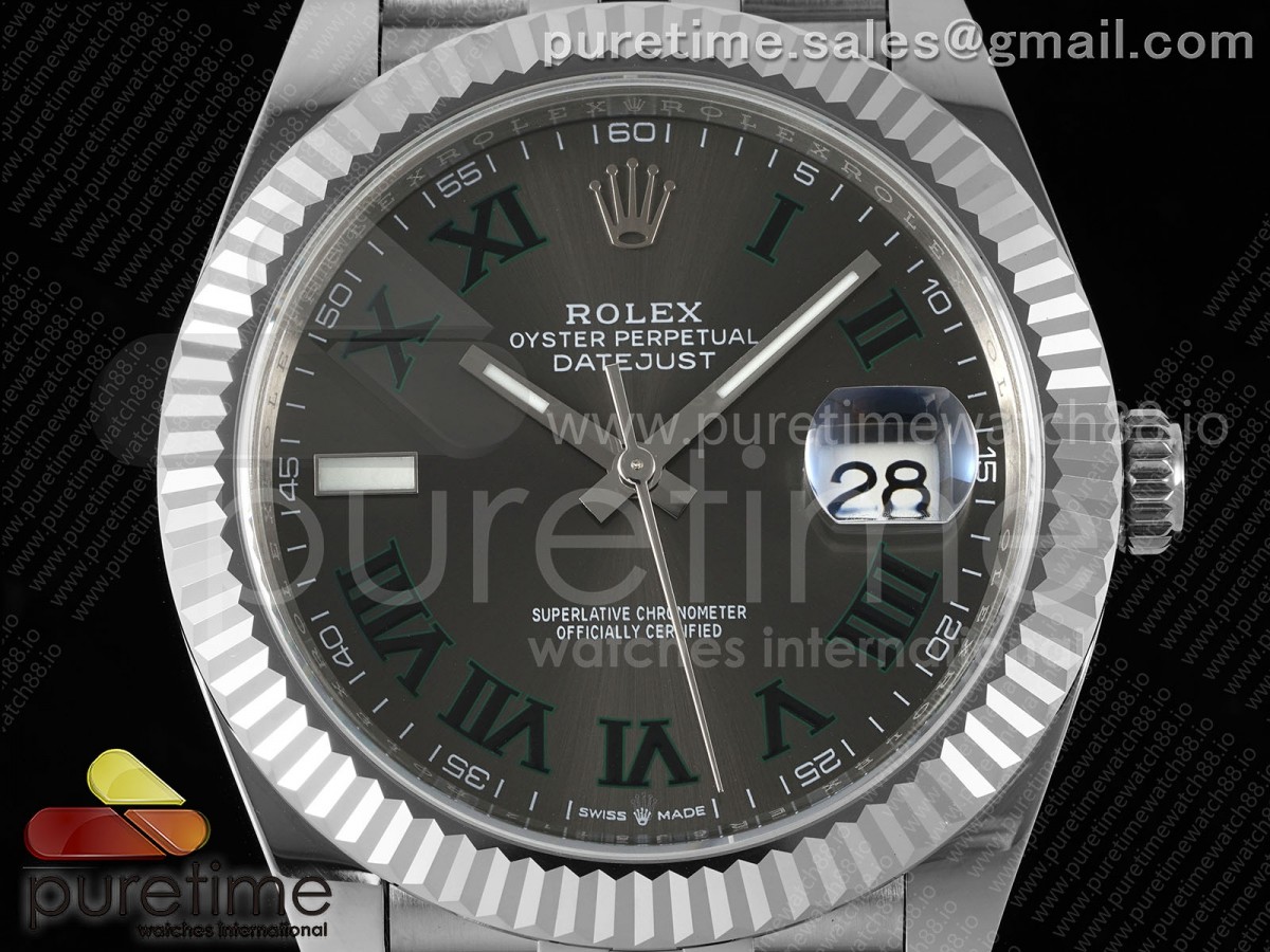 DateJust 41 126334 EWEF Gray Dial Green Roman on Jubilee Bracelet A3235